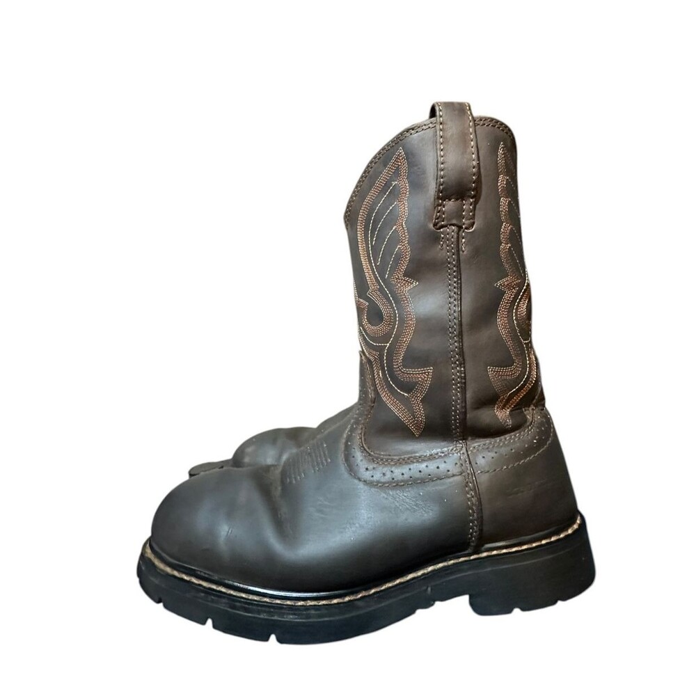 Cody James Men's Waterproof Pull-On Safety Toe Size 11 D Western Cowboy Brown - Picture 2 of 12